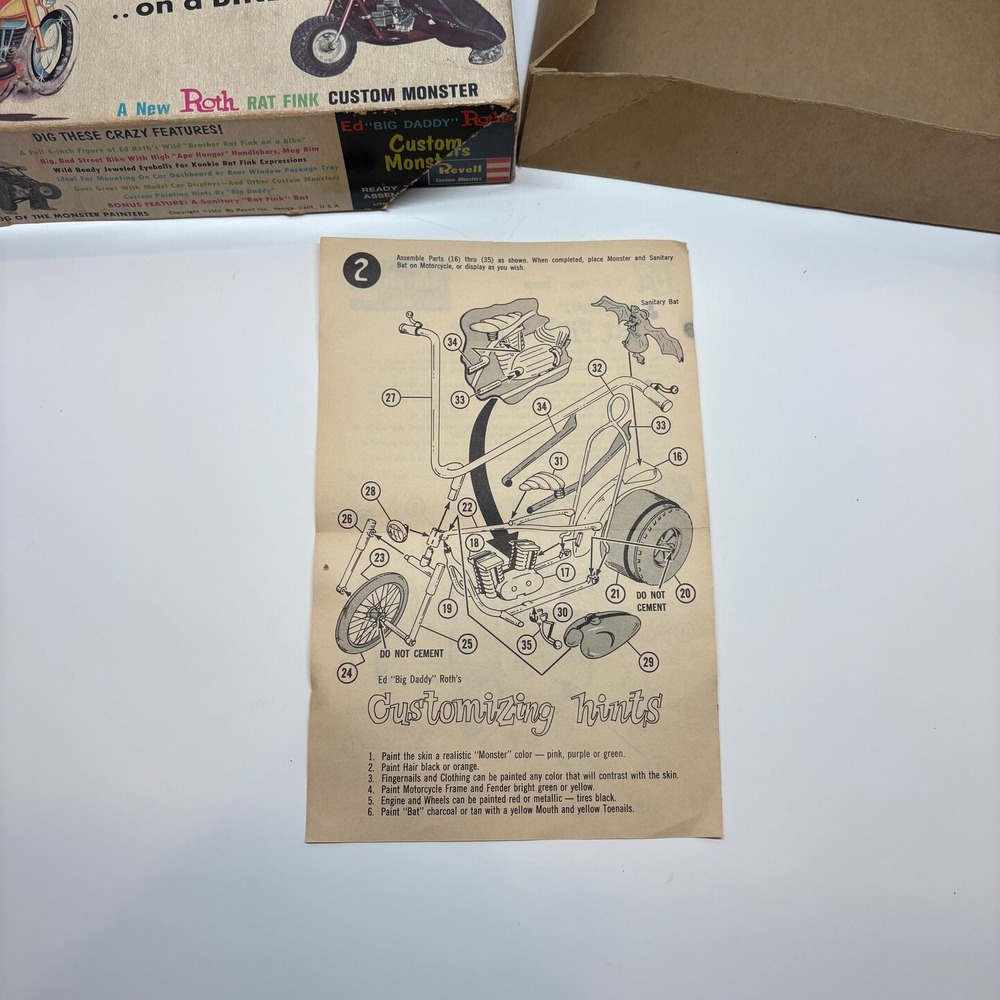 Vintage 1964 Ed Big Daddy Roth Revell Brother Rat Fink Box Manual Only - Picture 3 of 16
